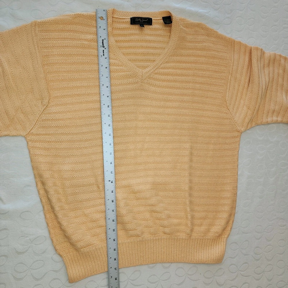 Vintage Bobby Jones V-Neck Sweater Mens L/XL 100%‎ Cotton Golf Preppy Yellow - Picture 10 of 11